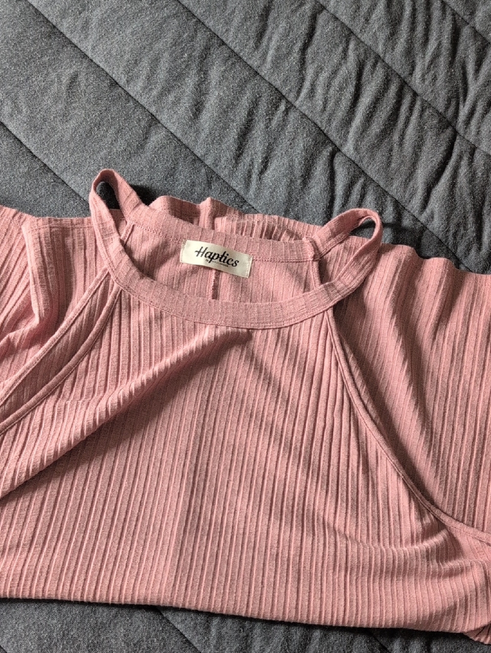 Haptics Women's Ribbed Pink Halter Tank Top